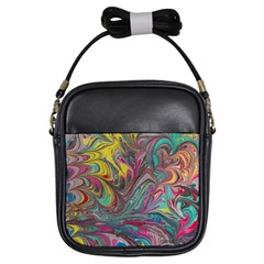 Abstract Marbling Swirls Girls Sling Bag by kaleidomarblingart