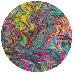 Abstract Marbling Swirls Wooden Puzzle Round by kaleidomarblingart