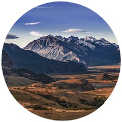 Mountain Patagonian Landscape, Santa Cruz, Argentina Wooden Puzzle Round by dflcprintsclothing