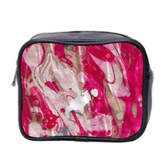 Magenta On Pink Mini Toiletries Bag (two Sides) by kaleidomarblingart