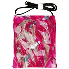 Magenta On Pink Shoulder Sling Bag by kaleidomarblingart