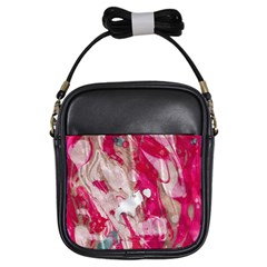 Magenta On Pink Girls Sling Bag by kaleidomarblingart