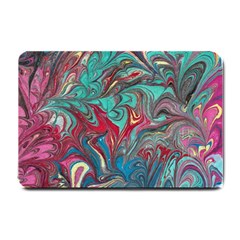 Psychedelic Marbling Patterns Iv Small Doormat  by kaleidomarblingart