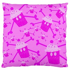 Cccartonnslogobg7 Cupycakescollage11pinknewbkgrd* Jokerscullzzz7117 Logohotpinkpattern Large Cushion Case (two Sides) by DayDreamersBoutique