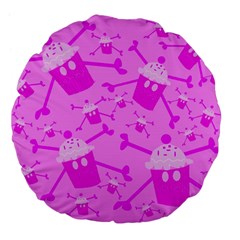 Cccartonnslogobg7 Cupycakescollage11pinknewbkgrd* Jokerscullzzz7117 Logohotpinkpattern Large 18  Premium Flano Round Cushions