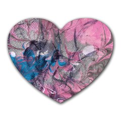 Brush Strokes On Marbling Patterns Heart Mousepads by kaleidomarblingart