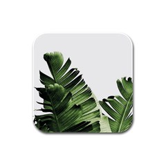 Green Banana Leaves Rubber Square Coaster (4 Pack)  by goljakoff