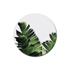 Green Banana Leaves Rubber Round Coaster (4 Pack)  by goljakoff