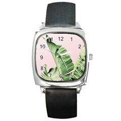 Palm Leaf Square Metal Watch