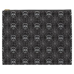 Skull And Spider Web On Dark Background Cosmetic Bag (xxxl) by FloraaplusDesign