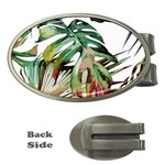 Watercolor monstera leaves Money Clips (Oval)  Front