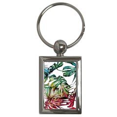 Watercolor Monstera Leaves Key Chain (rectangle)