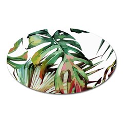 Watercolor Monstera Leaves Oval Magnet by goljakoff