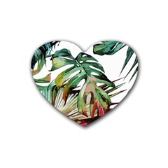 Watercolor Monstera Leaves Heart Coaster (4 Pack)  by goljakoff