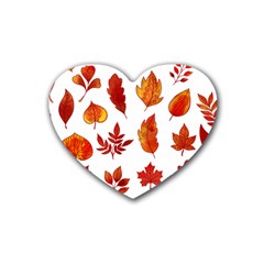 Autumn Pattern Rubber Coaster (heart)  by designsbymallika