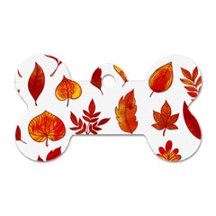Autumn Pattern Dog Tag Bone (one Side) by designsbymallika