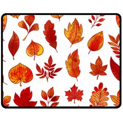 Autumn Pattern Fleece Blanket (medium)  by designsbymallika