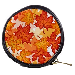 Autumn Leaves Pattern Mini Makeup Bag by designsbymallika