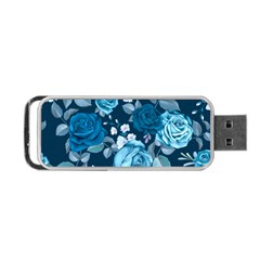 Blue Floral Print  Portable Usb Flash (two Sides) by designsbymallika
