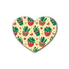 Cactus Love  Heart Coaster (4 Pack)  by designsbymallika