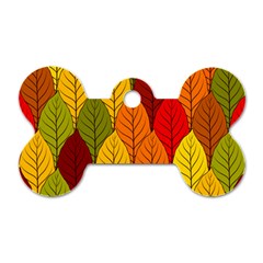 Autumn Leaves Dog Tag Bone (one Side) by designsbymallika