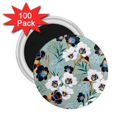 Black White Floral Print 2 25  Magnets (100 Pack)  by designsbymallika