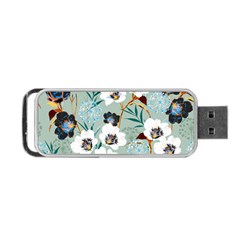 Black White Floral Print Portable Usb Flash (one Side) by designsbymallika