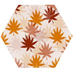 Autumn Leaves Pattern  Wooden Puzzle Hexagon by designsbymallika