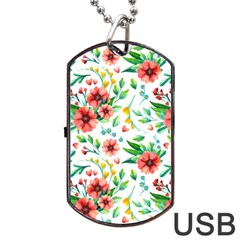 Beautiful Orange Flowers Dog Tag Usb Flash (two Sides) by designsbymallika