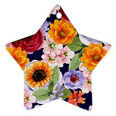 Watercolor Print Floral Design Ornament (star) by designsbymallika