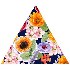 Watercolor Print Floral Design Wooden Puzzle Triangle by designsbymallika