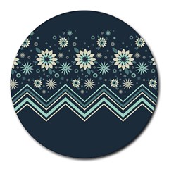 Floral-geometric  Ornament Round Mousepads by FloraaplusDesign