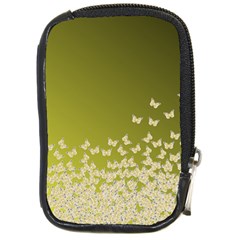 Yellow, Gold Gradient Butterflies Pattern, Cute Insects Theme Compact Camera Leather Case by Casemiro