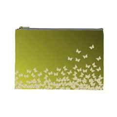 Yellow, Gold Gradient Butterflies Pattern, Cute Insects Theme Cosmetic Bag (large) by Casemiro