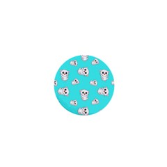 Azure Blue And Crazy Kitties Pattern, Cute Kittens, Cartoon Cats Theme 1  Mini Magnets by Casemiro