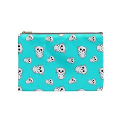 Azure Blue And Crazy Kitties Pattern, Cute Kittens, Cartoon Cats Theme Cosmetic Bag (medium) by Casemiro