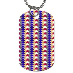 Colorful Triangles Pattern, Retro Style Theme, Geometrical Tiles, Blocks Dog Tag (two Sides) by Casemiro