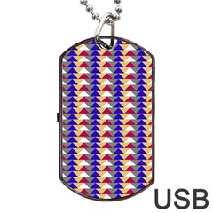 Colorful Triangles Pattern, Retro Style Theme, Geometrical Tiles, Blocks Dog Tag Usb Flash (two Sides) by Casemiro