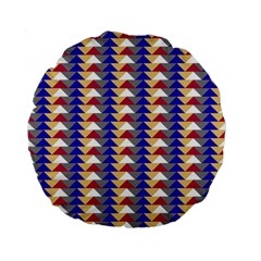 Colorful Triangles Pattern, Retro Style Theme, Geometrical Tiles, Blocks Standard 15  Premium Flano Round Cushions