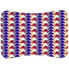Colorful Triangles Pattern, Retro Style Theme, Geometrical Tiles, Blocks Velour Seat Head Rest Cushion by Casemiro