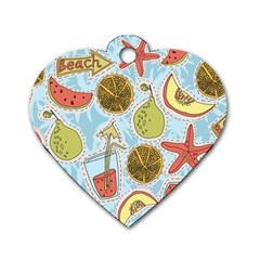 Tropical pattern Dog Tag Heart (Two Sides)