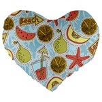 Tropical pattern Large 19  Premium Heart Shape Cushions Front