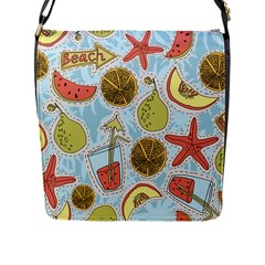 Tropical Pattern Flap Closure Messenger Bag (l) by GretaBerlin