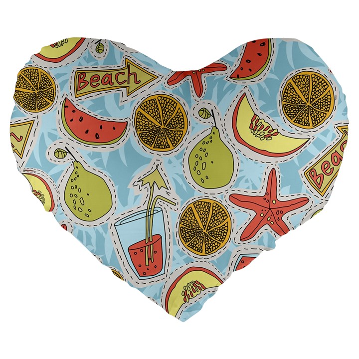 Tropical pattern Large 19  Premium Flano Heart Shape Cushions