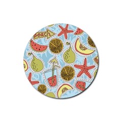 Tropical Pattern Rubber Coaster (round)  by GretaBerlin