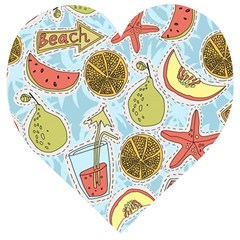Tropical pattern Wooden Puzzle Heart