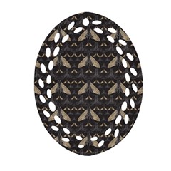 Moth Pattern Oval Filigree Ornament (two Sides) by GretaBerlin