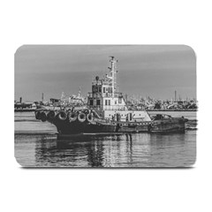 Tugboat At Port, Montevideo, Uruguay Plate Mats by dflcprintsclothing