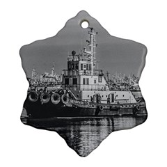 Tugboat At Port, Montevideo, Uruguay Ornament (snowflake) by dflcprintsclothing