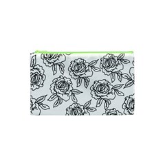 Line Art Black And White Rose Cosmetic Bag (xs)